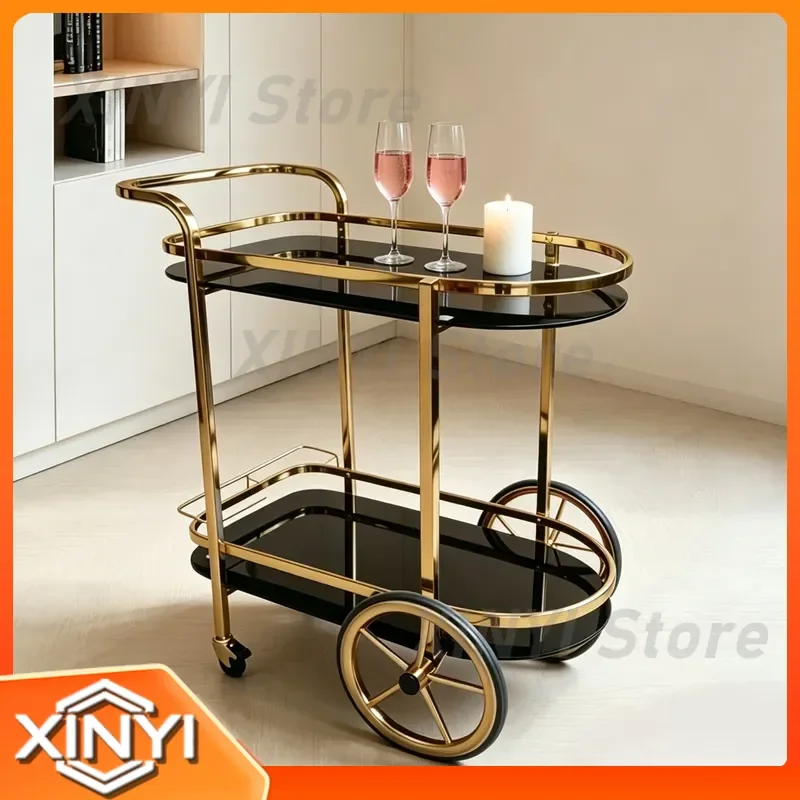 Three-Layer Hotel Snack Trolley for Wine Tea Roast Duck Flake Service Stainless Steel Mobile Dining Cart for Commercial