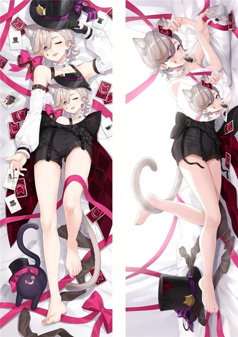 Genshin Impact Lyney Cosplay Dakimakura funda de almohada abrazando el cuerpo Prop