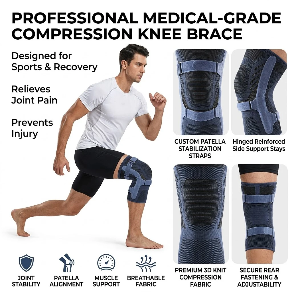 Knee Sleeve Compression - 1 Stück Sport-Beinmanschette, Kompressionsmanschette für das