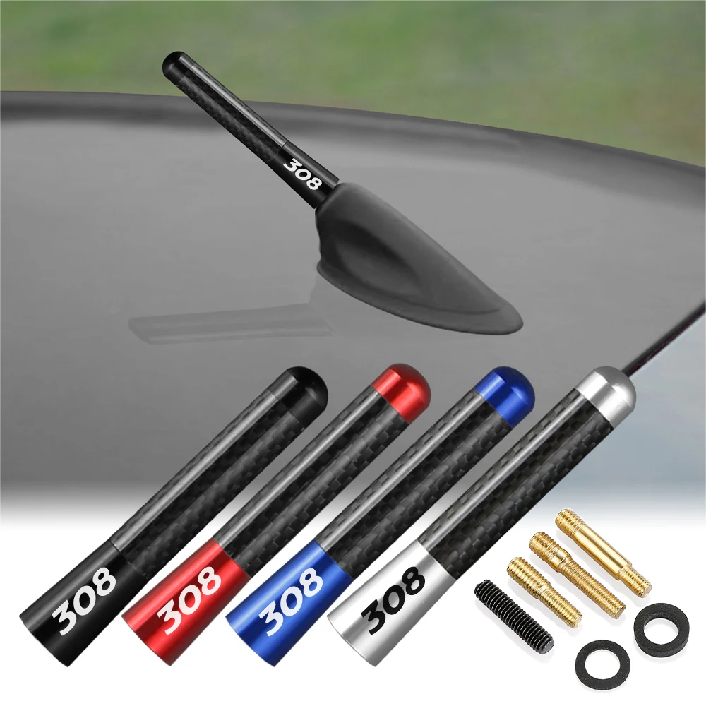 8cm Carbon Fiber Auto Roof Short Antenna FM Radio Antenna For Peugeot 308 sw t9 II mk2 gt Car Exterior Styling Accessories