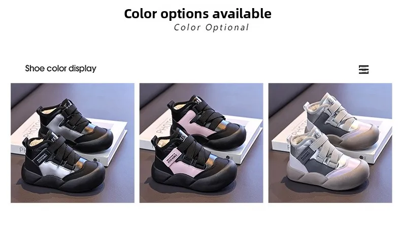 Jungen Mädchen Sportschuhe mit Fell 2026 Neue Mode Kinder Knöchelstiefel Warm für Winter Süße Schüler Kurze Stiefel Rutschfeste Weiche Sohle – Detail 3