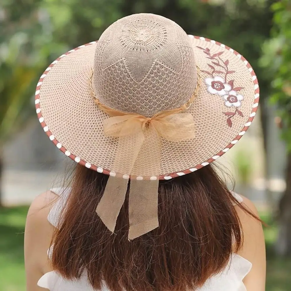 Шляпка женская Соломенная с широкими полями, модная пляжная Регулируемая Панама с защитой от УФ излучения, дышащая Складная в Корейском стиле