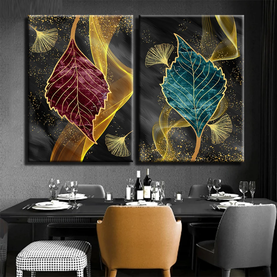 Golden And Black Leaves Diy Diamond Painting Diamond Mosaic Full Square/Round Drill 5d Plant Diamond Embroidery Nordic Pictures