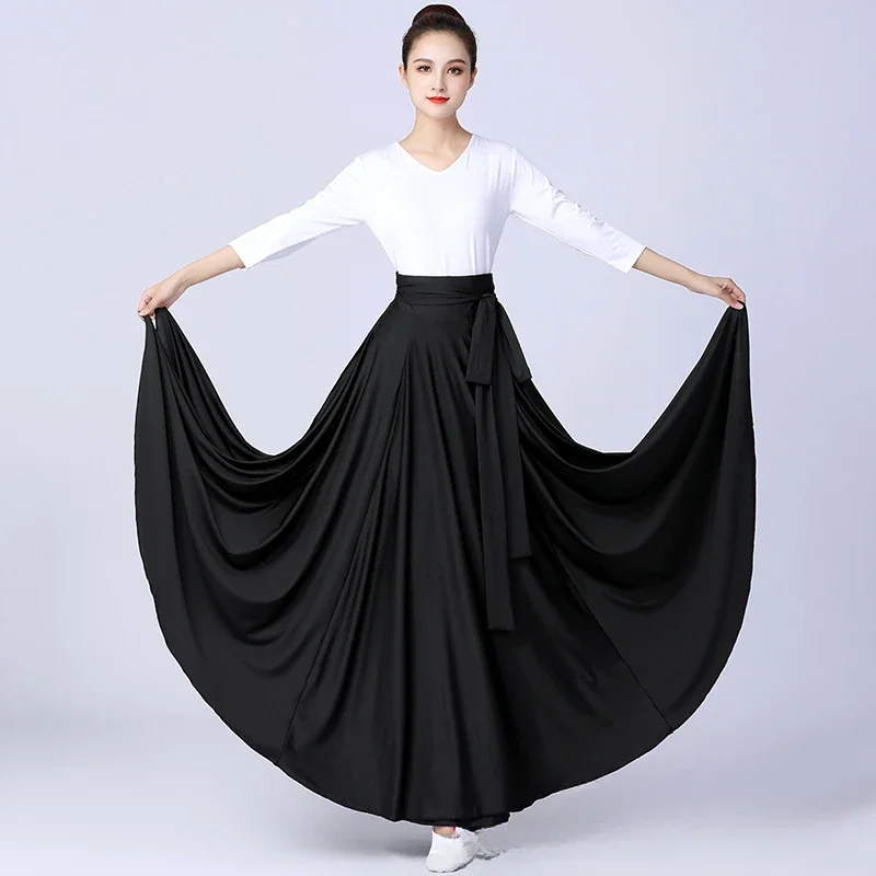 Spódnica flamenco dla kobiet, hiszpańska spódnica do tańca, długa sukienka do tańca brzucha, spódnica z dużym zamachem, gradientowy kolor, spódnica cygańska na występy.