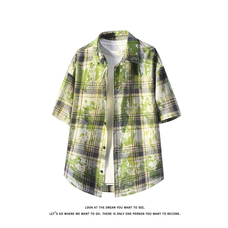 Tie-dye Short-sleeved Shirt Tide Street Men's Shirts Korean Stylish Couples Clothing Casual Tops Loose Fitting Tee Shirt