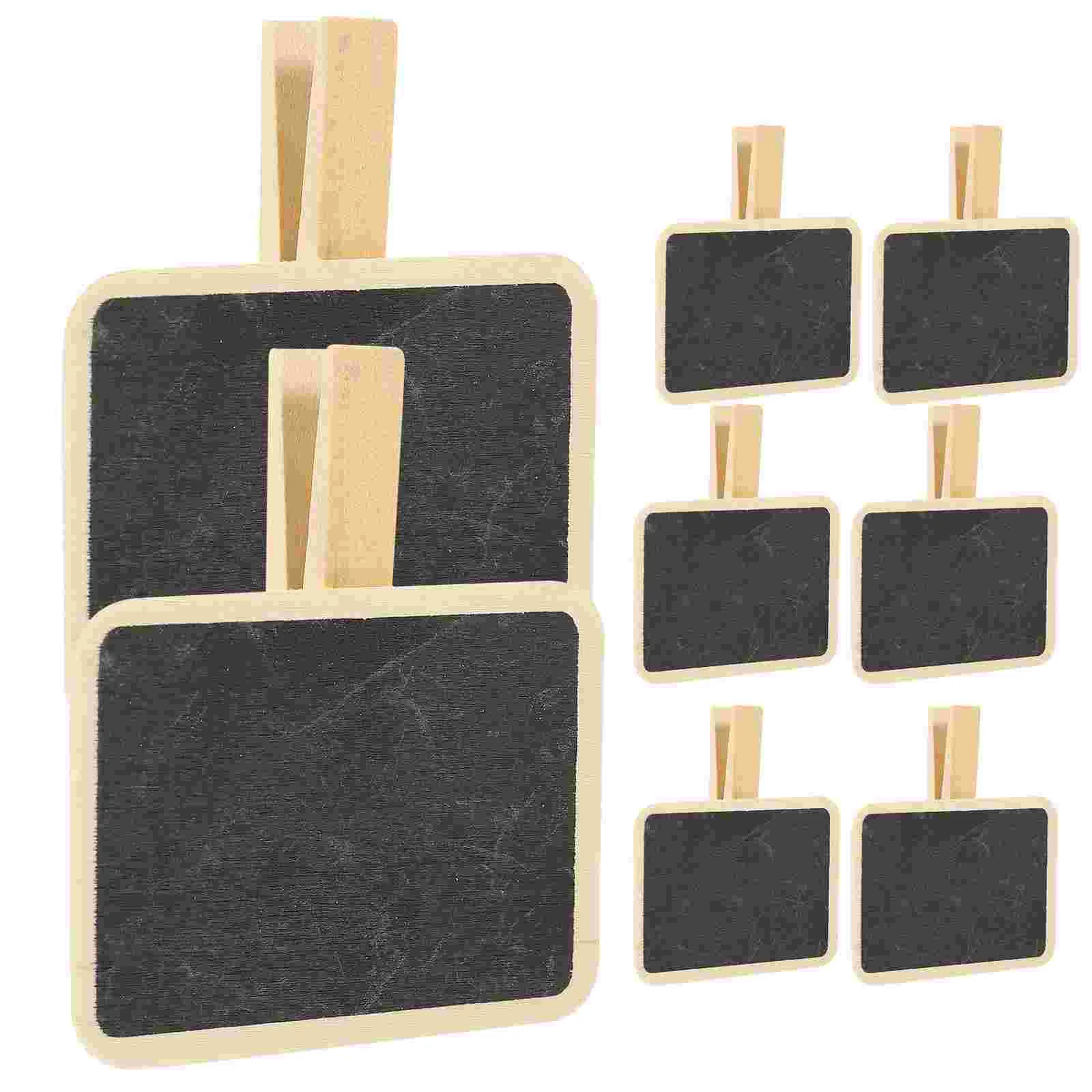 10 Pcs Clip Message Board Wooden Blackboard Photo Folder Mini Chalkboard Clips Planter Pot Markers Office