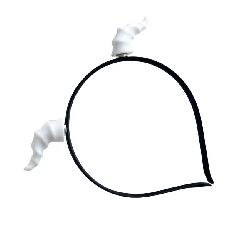 P9FE Devil Horn Hairhoop لحفلات الأزياء لعب الأدوار الحدث Hairband Headpiece مريح لحفلة عيد الهالوين