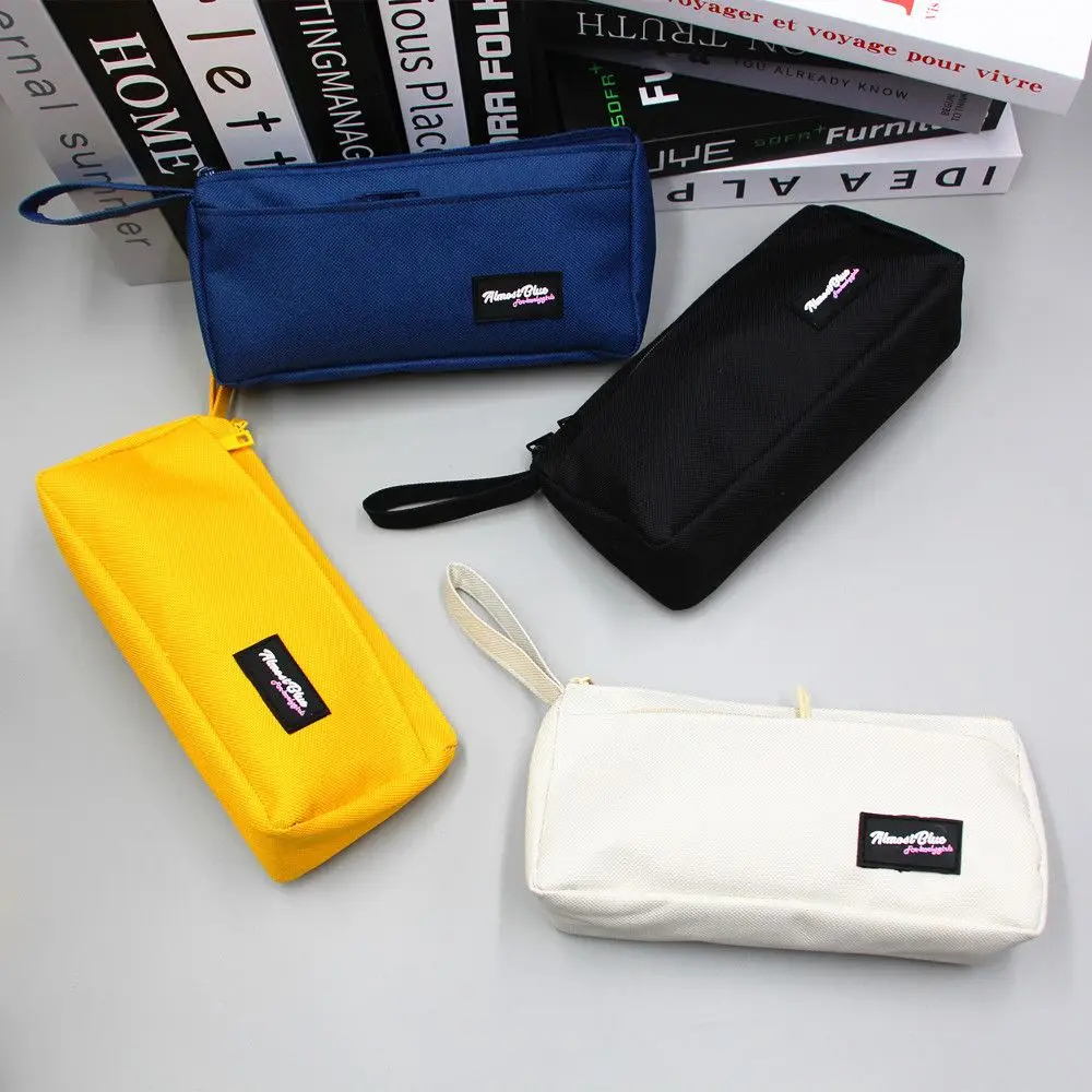 High Appearance Pen Bag Multi Fu﻿nctional Pencil Case Solid Color Stationery Bag Large Capacity Storage Bag