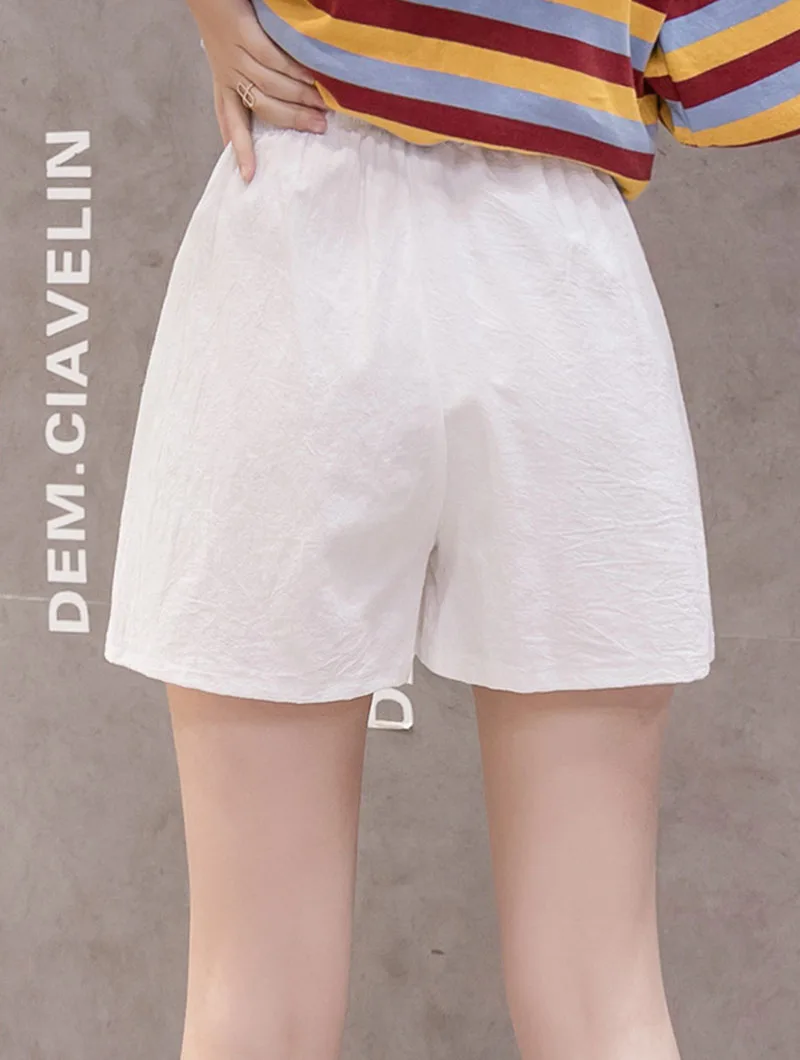Neue Sommer-Shorts für Damen, Einfarbig, Lässig, Weit Geschnitten, aus Baumwolle und Leinen, Koreanischer Stil, Vielseitig Kombinierbar, mit Großen Taschen – Detail 4
