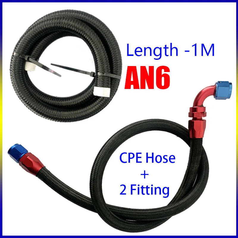 

CPE AN6 1M Nylon Stainless Steel Braided CPE Fuel Line Hose Pipe Fitting Kit with 0/45/90/180 Degree Swivel Hose Fitting Adapter