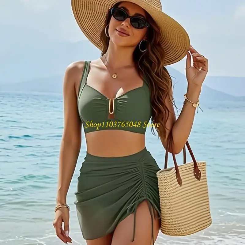 R53E Quick Drying Swimsuit Two Piece Fabric Texture Separate Design Comfortable Wear