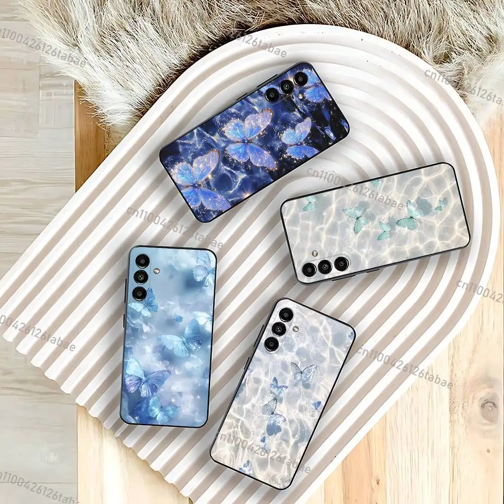 Sparkling Butterflies Butterfly Phone Case For Samsung  A73,72,51,53,52,71,22,5G,Note,J7,8,9 Classic Versatile Black Soft Shell