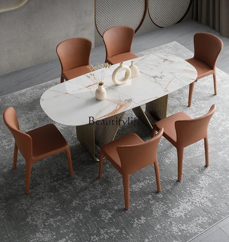 

ls 18FG40Modern Minimalist Imported Stone Plate Dining Table Light Luxury Italy Marble Dining-Table