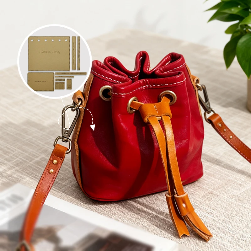 Yomdid 9 pçs mini balde saco fazendo modelo de papel kraft diy crossbody saco modelo artesanal leathercraft modelo suprimentos