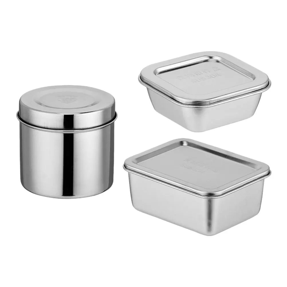 

3pcs Stainless Steel Food Container Silver Leak Proof Bento Box For Travel Lunch Storage Preservation Container Kitchen Bar Tool