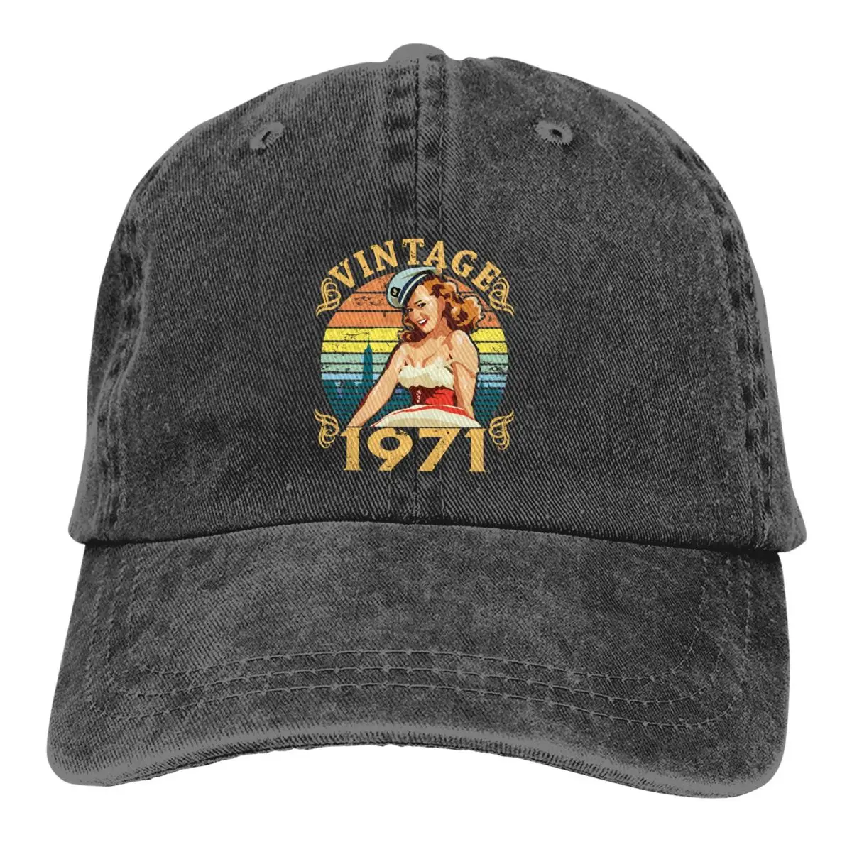 Washed Men's Baseball Cap 1971 50th Birthday Trucker Snapback Caps Dad Hat Pin Up Girl Golf Hats