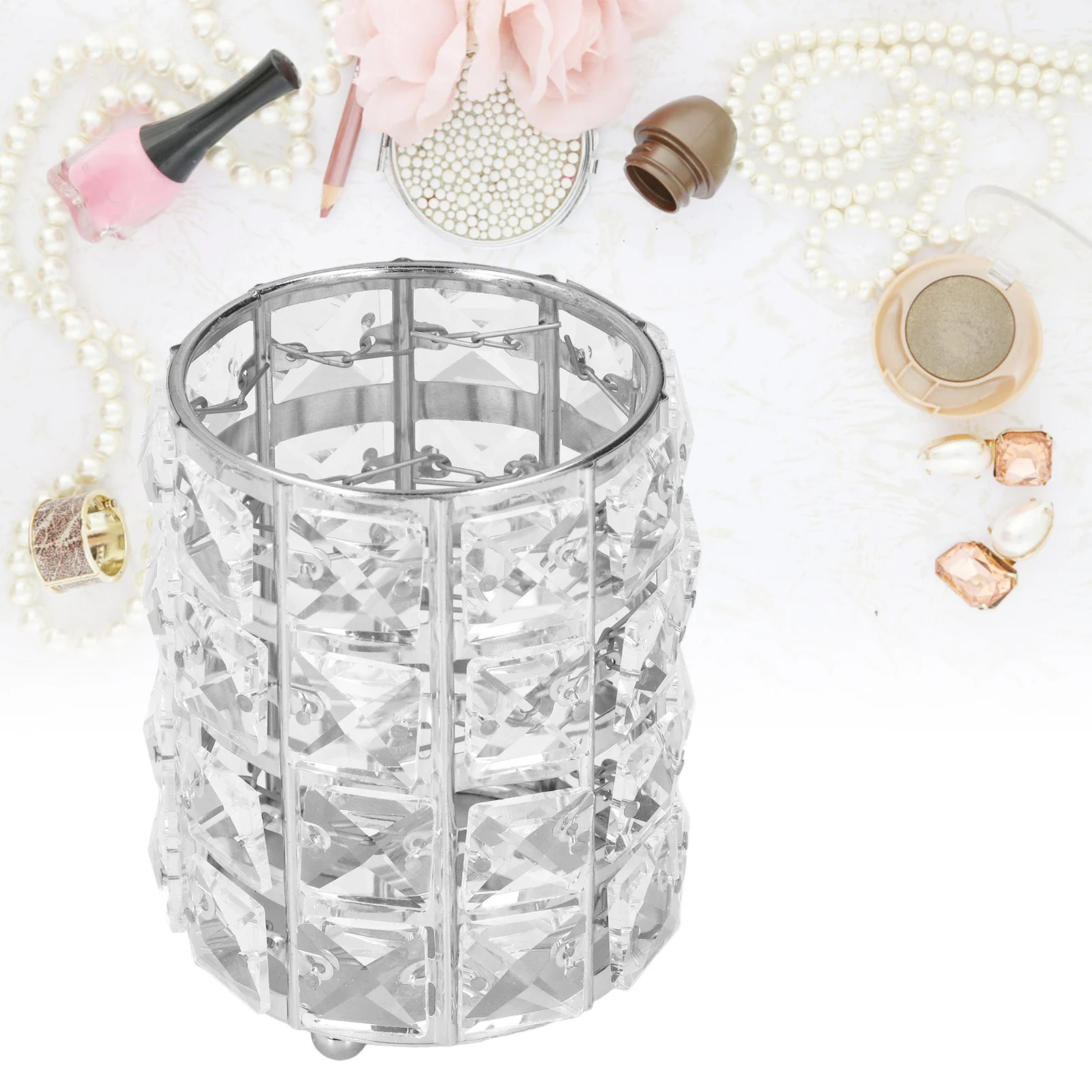 Makeup Brush Holder Crystal Metal Durable Elegant Style Wide Application Pen Holder For Brush Pencil Jewelry