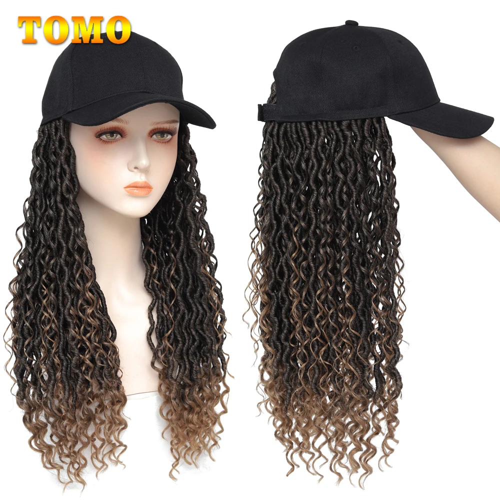 

TOMO Baseball Wig Cap With Goddess River Locs Synthetic Faux Locs Crochet Hair Adjustable Cap Hat With Passion Twist Braids 20"