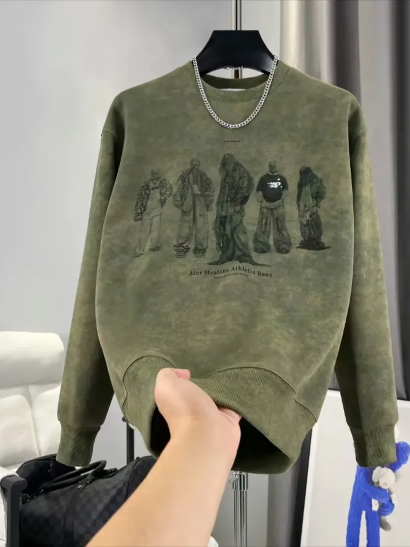 

Мужская толстовка Thiened Fce Long Sve с американским принтом, высококачественная, теплая, универсальная, зимняя, повседневная одежда