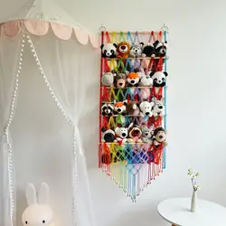 Stuffed Animal Hammock 4 Layers Plush Toy Organizer Hammock Stuffed Toy Bag Net Hangable Macrame Boho Holder For Bedroom
