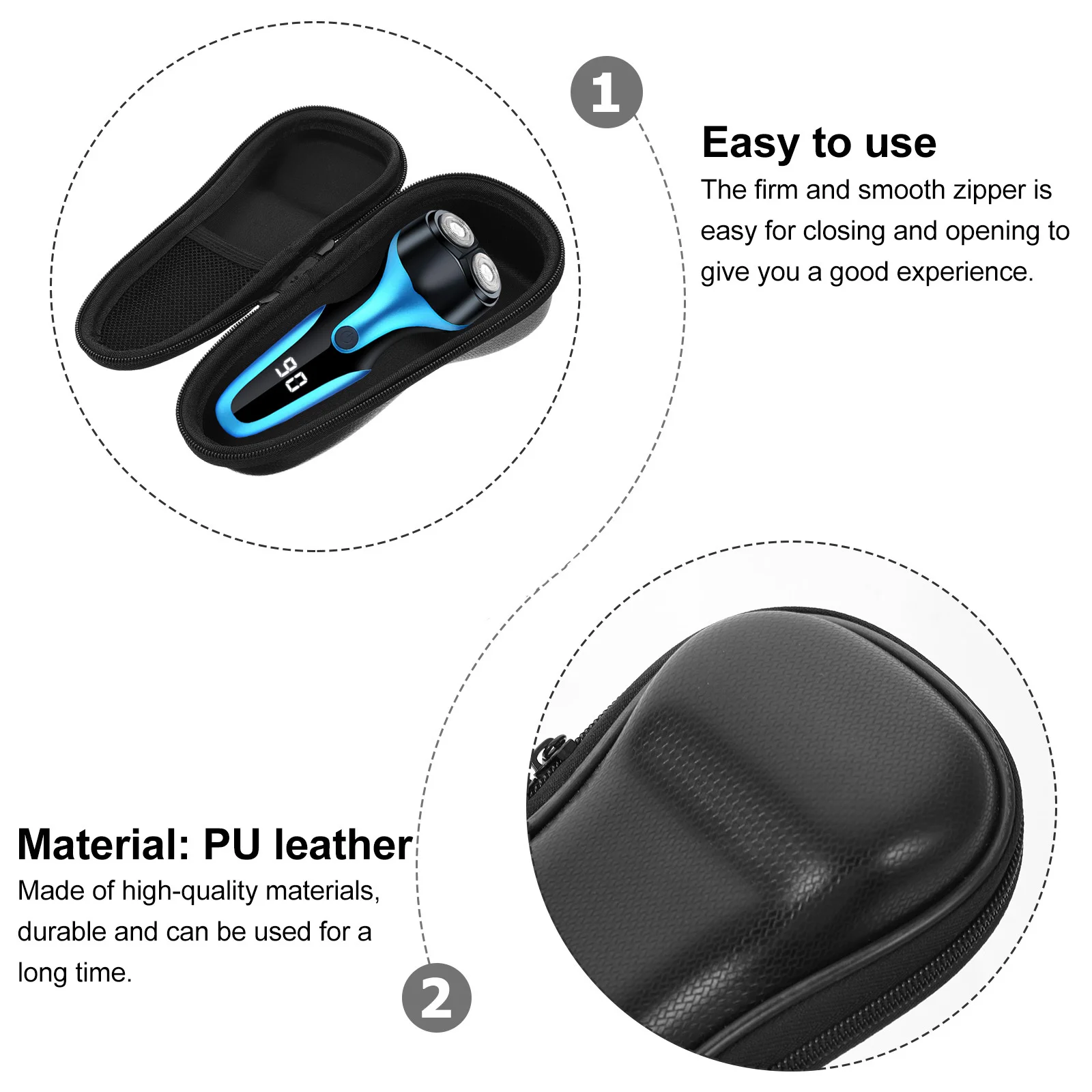 

1Pcs Razor Storage Pouch Compact Shaver Bag for Beard Trimmer Compressive Lightweight Travel Case Smooth Zipper Stylish Shaver