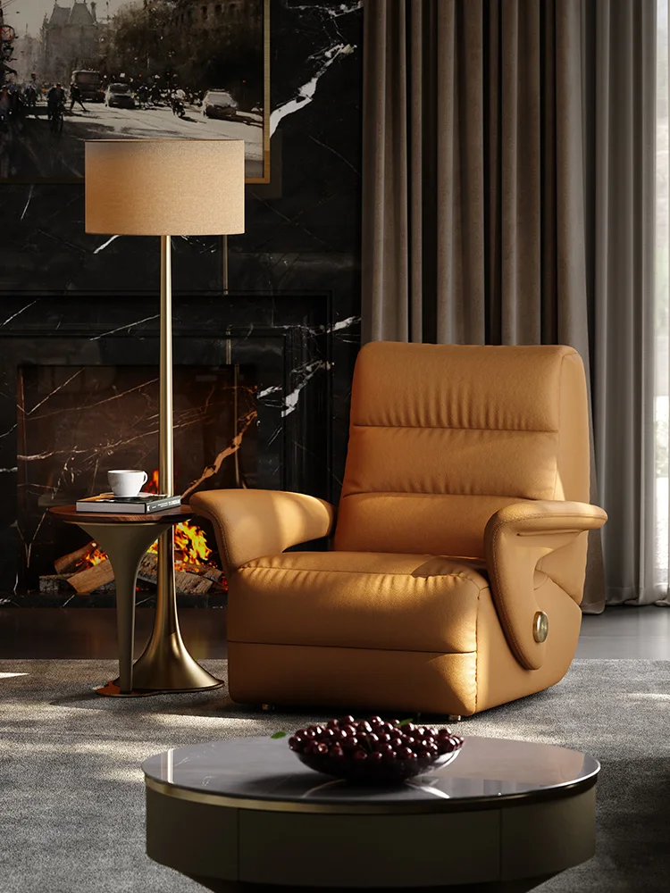 Leisure chair luxury villa living room sofa chair designer leather electric leisure chair