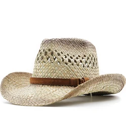 Women's Summer Bucket west cowboy Straw Hat Panamas UV Protection Sun Visor Seaside Beach Hat Tide Summer Hats