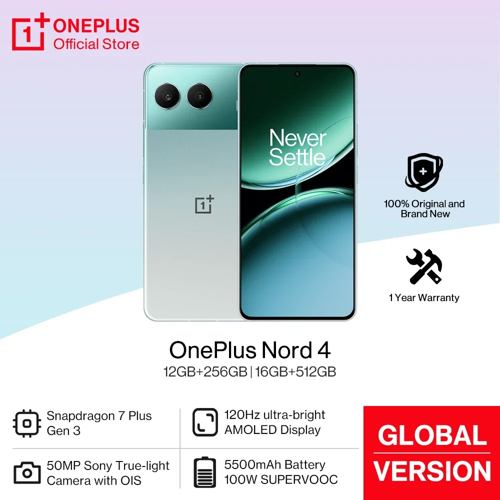 New OnePlus Nord 4 Global Version Snapdragon 7 Plus Gen 3 Sony 50MP Camera 5500mAh Battery 100W SUPERVOOC Charge 6.74