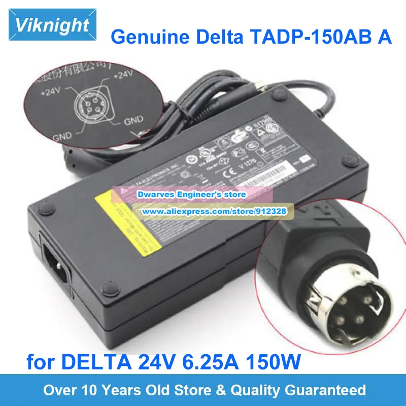 Genuine Delta TADP-150AB A 497-0466461 AC Adapter 24V 6.25A for NCR 7600-1001-8801 POS 7610-5121-8801 7601-3000 Kogan Monitor