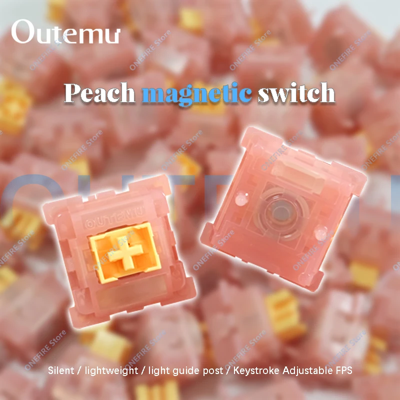 Outemu Silent Peach: Novo Switch Magnético Pré-lubrificado Linear com Força de Acionamento de 40g, Curso Ajustável, Ideal para Jogos FPS, Compatível c