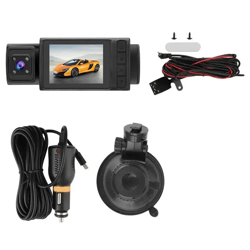 2Inch 1080P Scren Car Camera DVR Car Dashcam Front & Rear Camera with Inside Camera 24 Hour Parking Montior