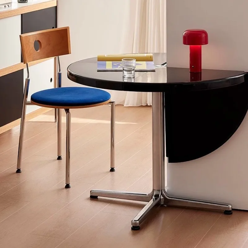 Folding table Multifunctional round table Dining  Vintage semi-circular special-shaped designer household dining
