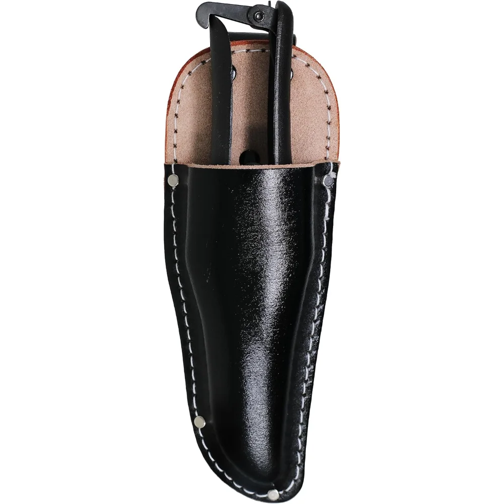Tijeras de podar de 8" - Podadoras de derivación de alta resistencia, acero al carbono forjado a mano, fabricadas en Japón con funda de cuero, negro
