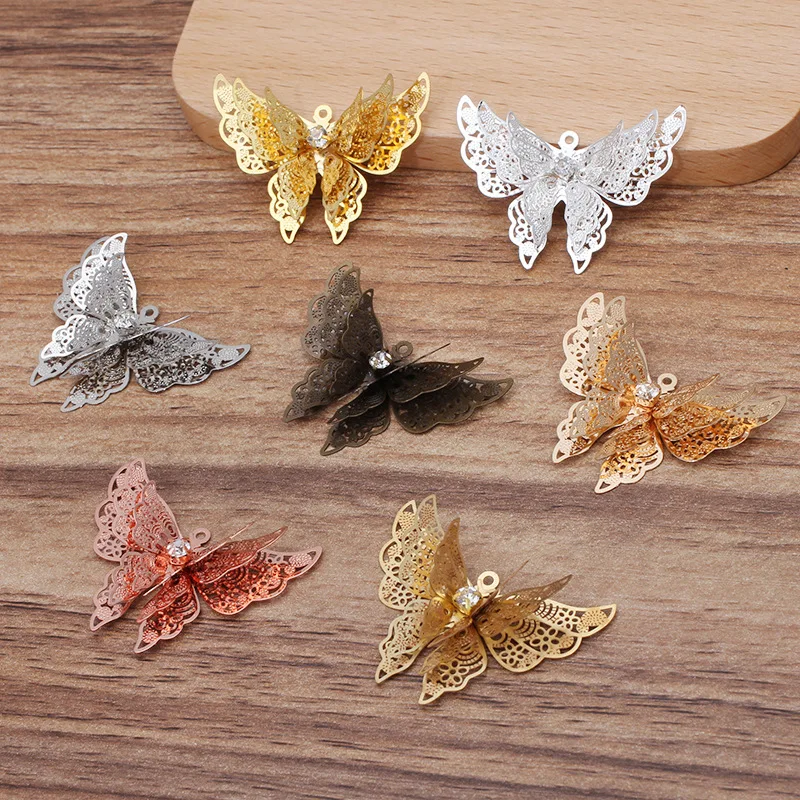 BoYuTe (10 Pieces/Lot) 25*35MM Metal Brass Filigree Butterfly Pendant Materials Diy Jewelry Accessories