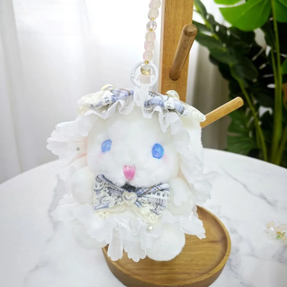 

Princess Pearl Dress Plush Rabbit Keychain Stuffed Soft Rabbit Doll Keyring Kawaii Cartoon Drooping Ear Rabbit Pendant