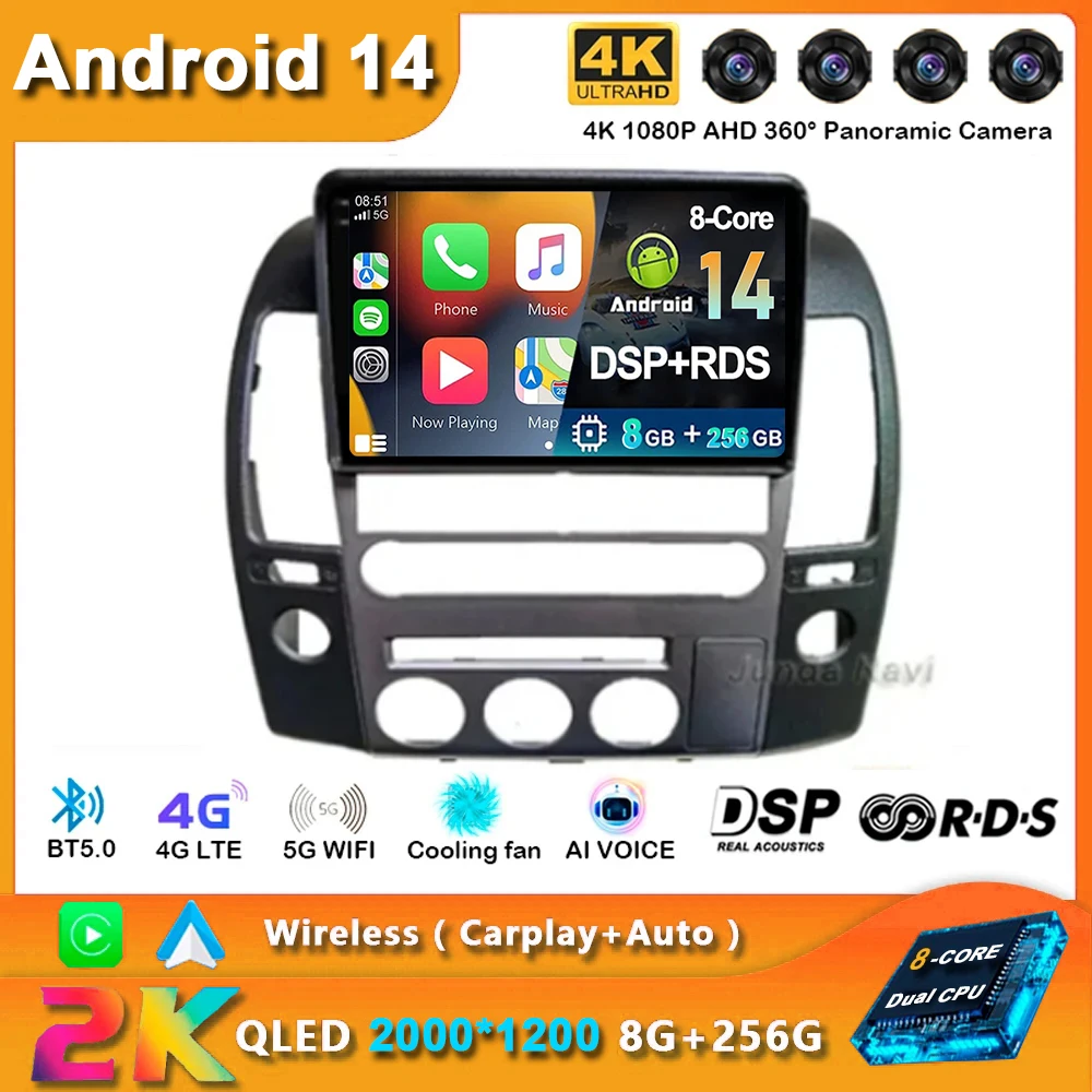 Android 14 For NISSAN NAVARA 2006 2007 2008 2009-2012 Auto CarPlay Car Radio Navigation Multimedia Player GPS 2din Autoradio DSP