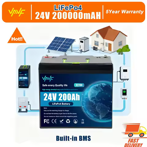 Heavy-Duty LiFePO4 Battery 24V 200Ah Battery,🌧️Engineered for Ups,Solar Battery Trolling Motors,🌼RVs,and Solar Setups