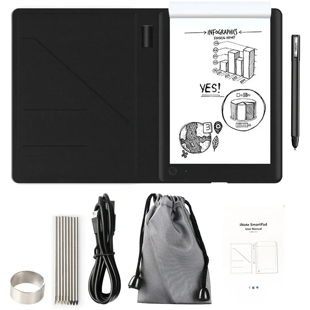 Aulidtech iNote Bluetooth Digital Smart Notebook A5 Paper Writing Board Tablet 10 Inch Smart Notebook Drawing Note Pad