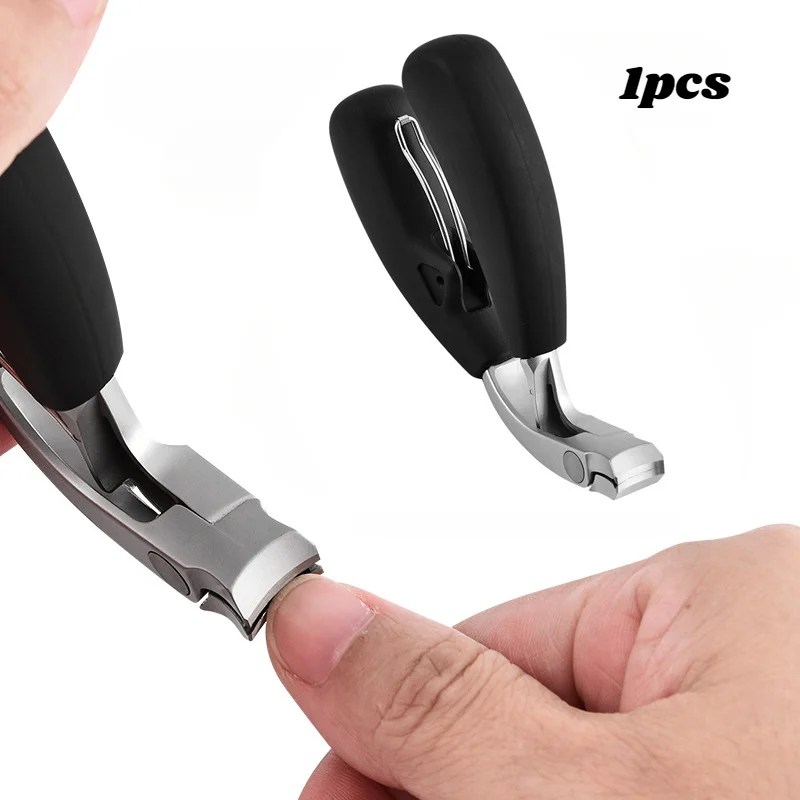 1PCS Stainless Steel Curved Nail Clippers Large Opening Three Times Anti-Splash Storage Nail Clippers Thick Toenails Heavy Duty
