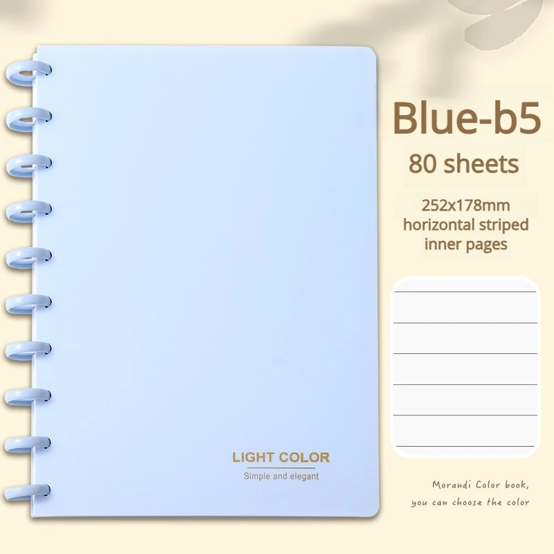 1er-Pack A5/B5 Minimalistisches, tragbares, abnehmbares Notizbuch mit Pilzklammer, ringgebundenes Notizbuch / Arbeit / Lernen / Tagebuch – Detail 8