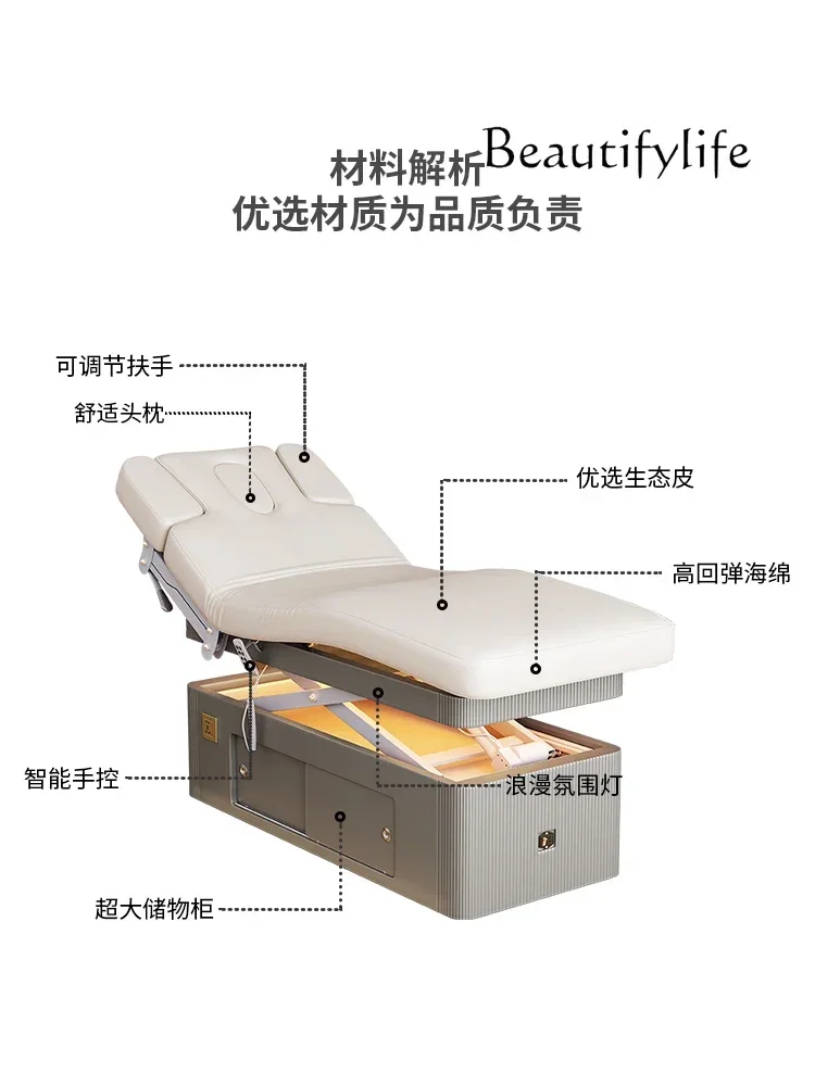 Electric Lift Beauty Care Bed Beauty Salon Special Bed Removable Massage Heating Physiotherapy Massage Couch