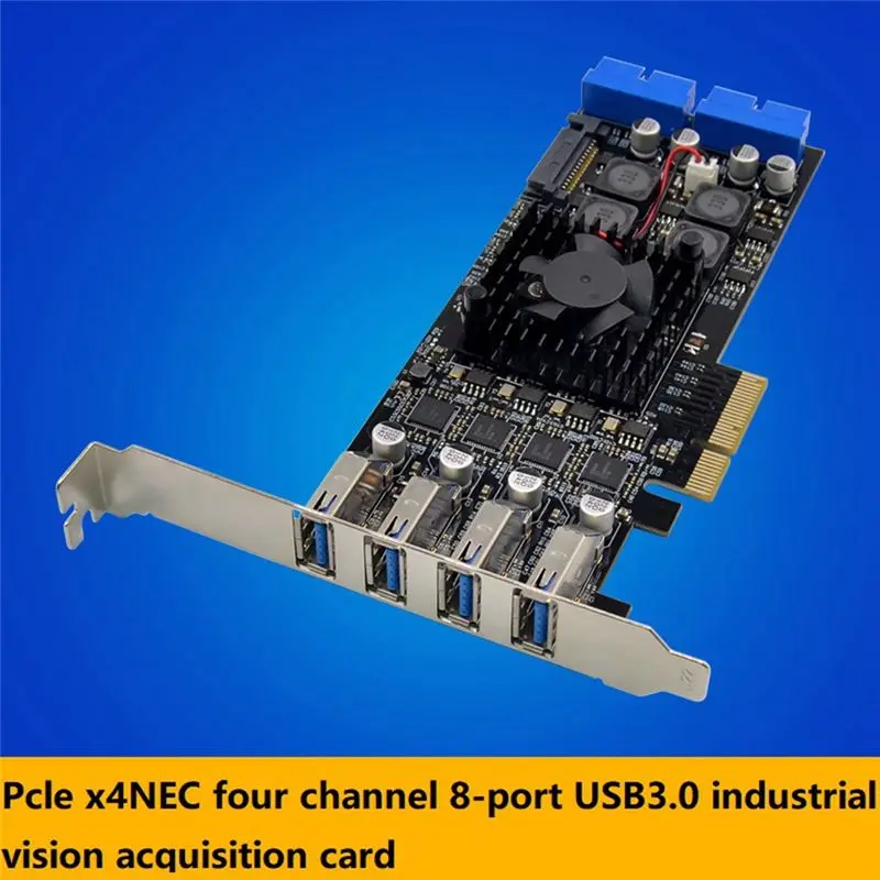 

A43M PCI-E X4 ST676 NEC720202 USB3.0-карта, четырехканальная/8-портовая USB3.0 SATA-карта с питанием, высокоскоростная карта преобразования для промышленного применения