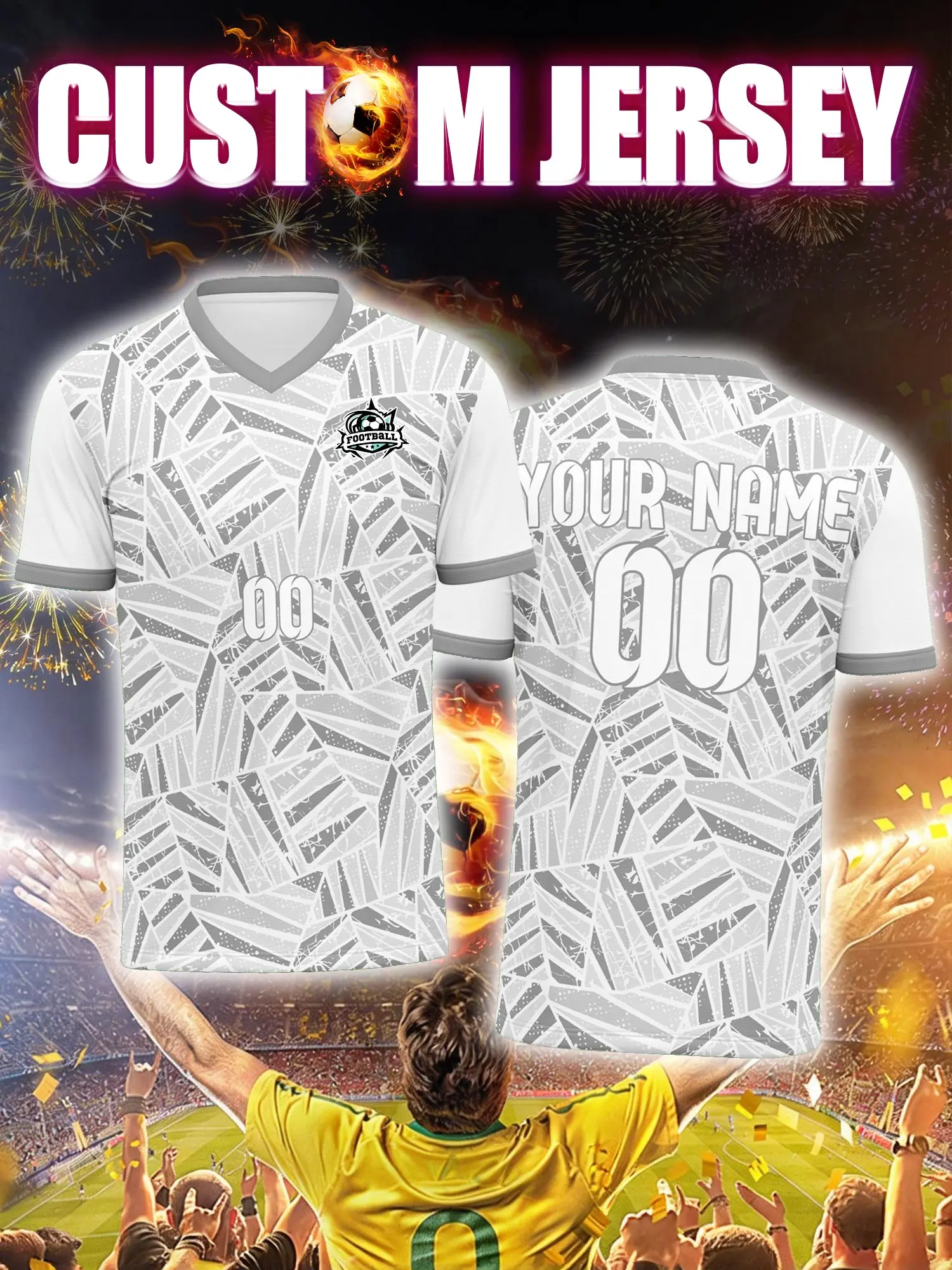 

Спортивная футболка с V-образным вырезом для взрослых и детей, с индивидуальным именем и номером, быстросохнущая, модная, с сублимационной печатью, 2026