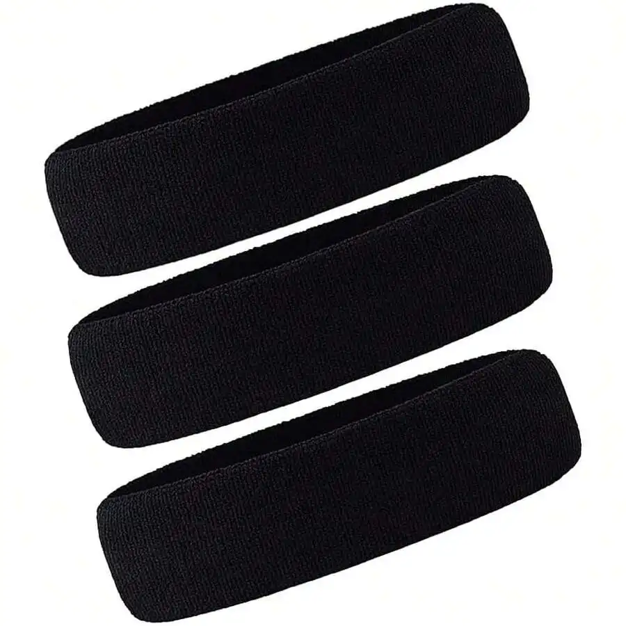 

3 Pack Unisex Terry Cloth Sweatband Headband For Sports Gym Tennis Workout