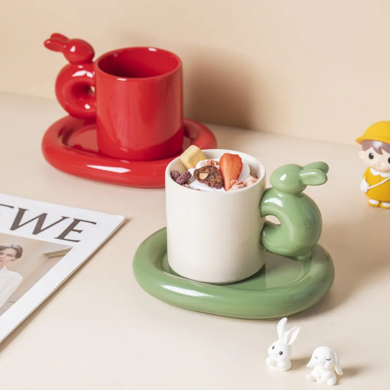 

Cute Cartoon Rabbit Ceramic Cup Student Mug Birthday Gift for Friend High Beauty Breakfast Milk Cup Home Decoration Accessories