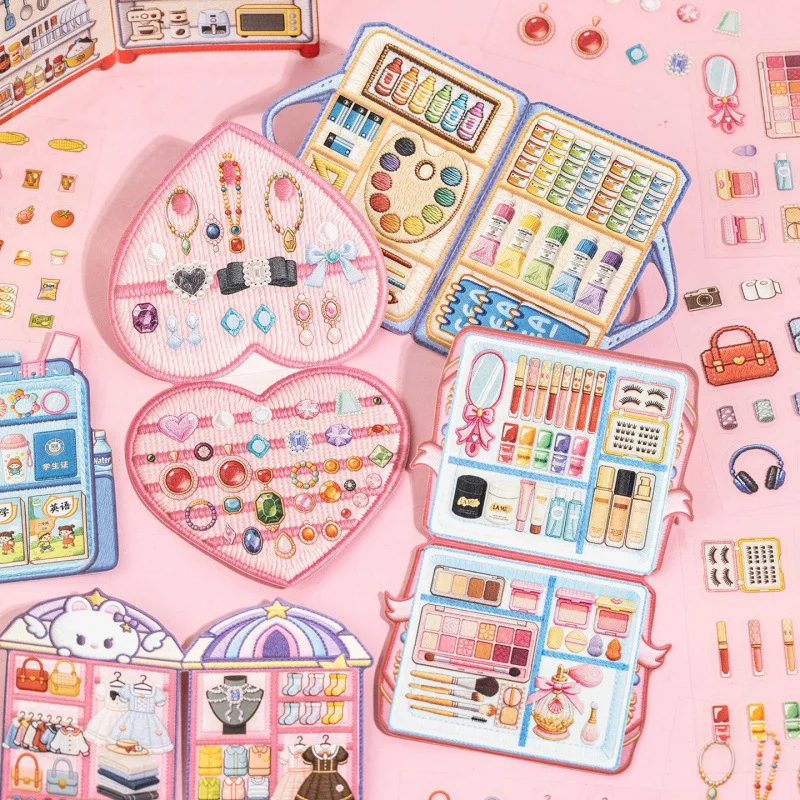 1 box Beauty Wardrobe Luggage Refrigerator Sticker Cute Style Scrapbook Decorating Decorative Stickers Cartoon Pattern Art Paper
