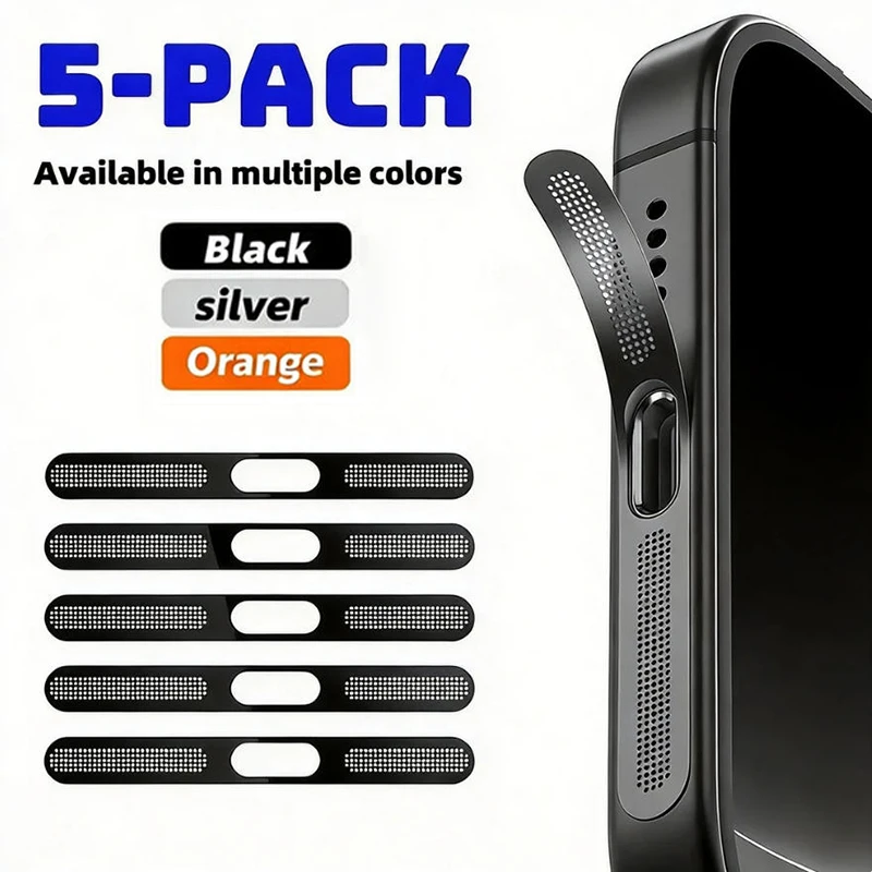 5Pcs Metal Dustproof Net Sticker for iPhone 17/17 Pro/16 Pro/15/14/13/12 Series – Earpiece & Speaker Hole Anti-Dust Mesh Protect