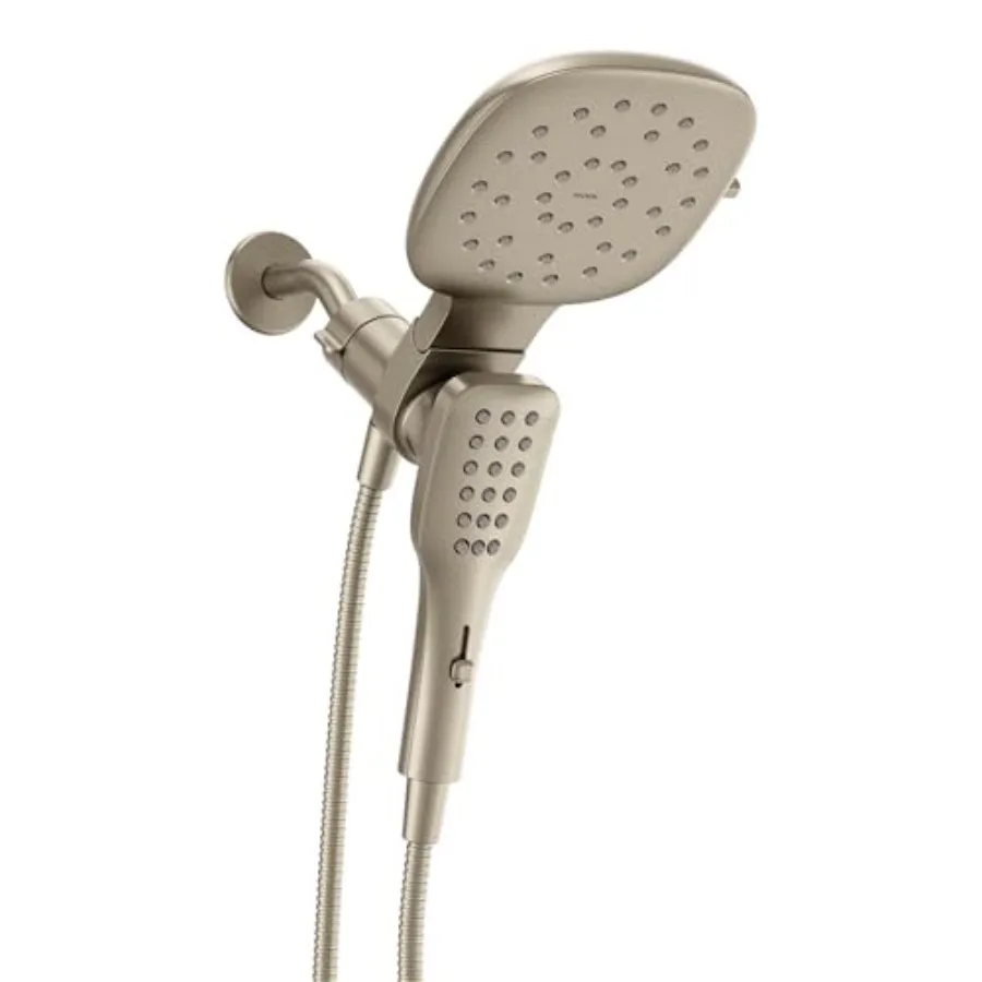 

Verso Infiniti Dial Square Rain Shower Head with Detachable Hand Shower Combo 7-Inch Spray Head Brushed Nickel Water Saving Hig