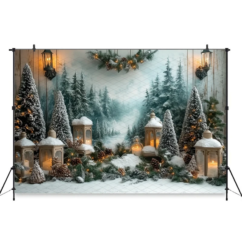 Mocsicka Weihnachten Hintergrund Winter Schnee Hause Weihnachten Baum Ölgemälde Wand Dekoration Familie Urlaub Party Foto Hintergrund Banner