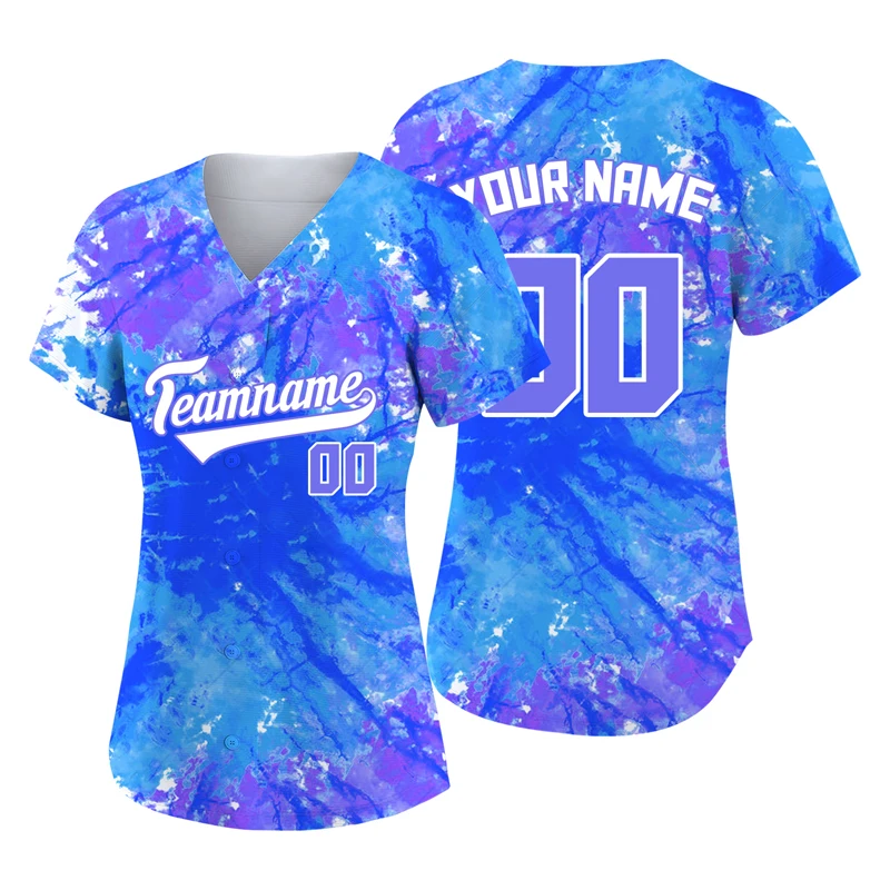 Tie Dye Baseball Uniform Custom Shirts Women Team Jersey Summer Sublimation Blanks Sportswear T Shirt Hip Hop Training Blouse